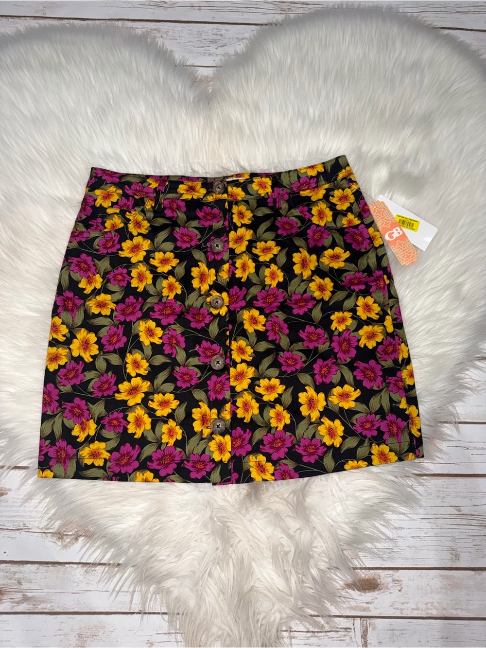 GB Skirt Size M, Girls Floral Black, Orchid Prim NWT